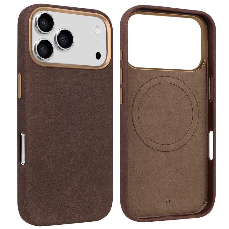 For iPhone 17 Pro VIETAO Suede MagSafe PU Leather Phone Case(Coffee Brown)