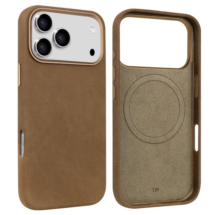 For iPhone 17 Pro VIETAO Suede MagSafe PU Leather Phone Case(Dark Brown)