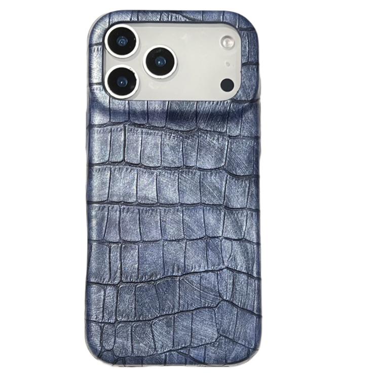 For iPhone 17 Pro Vintage Crocodile Texture Shockproof Vegan Leather Phone Case(Blue)