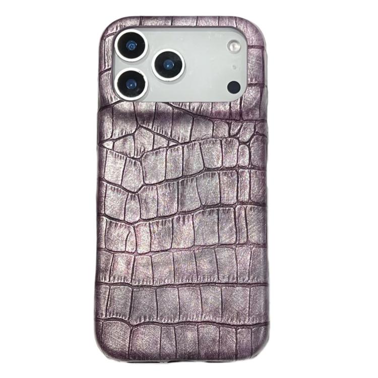 For iPhone 17 Pro Vintage Crocodile Texture Shockproof Vegan Leather Phone Case(Purple)