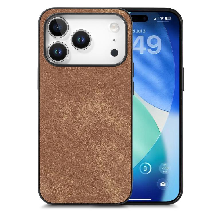 For iPhone 17 Pro Vintage Leather PC Back Cover Phone Case(Brown)