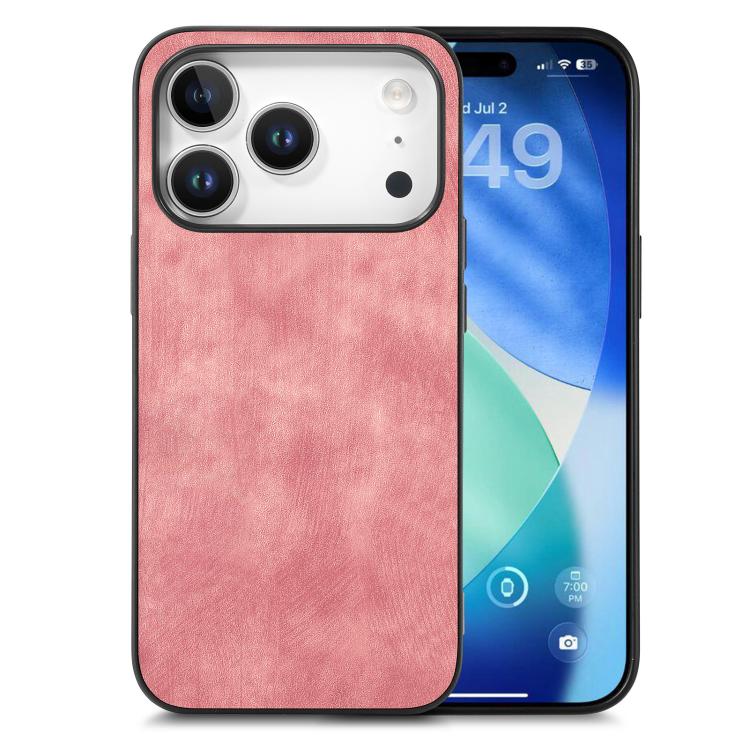 For iPhone 17 Pro Vintage Leather PC Back Cover Phone Case(Pink)