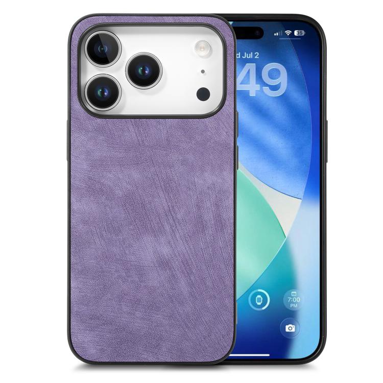For iPhone 17 Pro Vintage Leather PC Back Cover Phone Case(Purple)