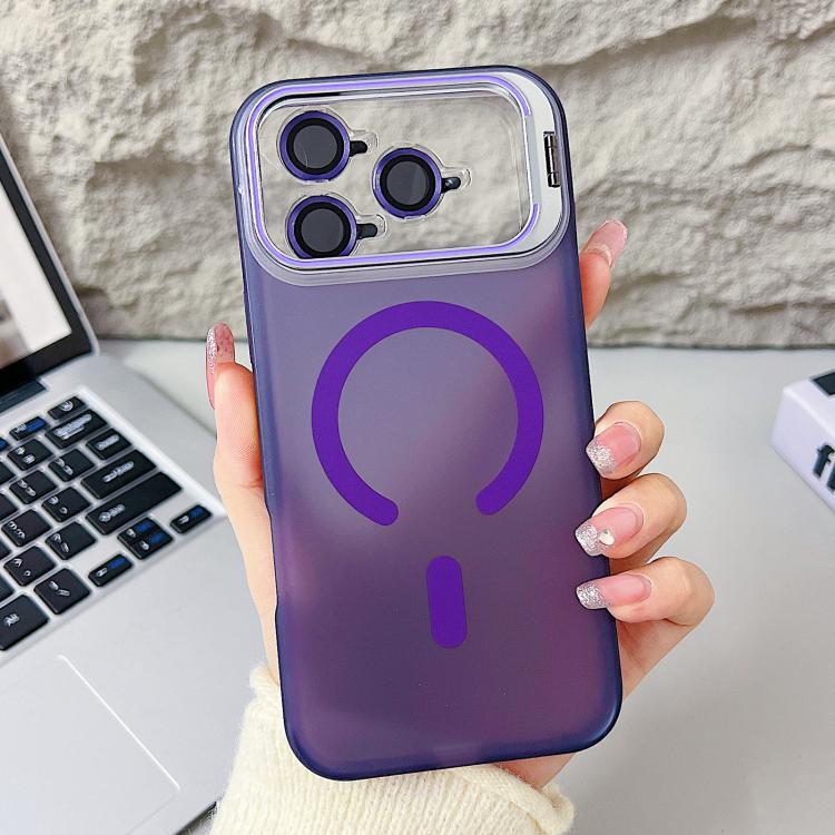 For iPhone 17 Pro Vitality Eagle Eye Lens Kickstand Magnetic Phone Case(Purple)