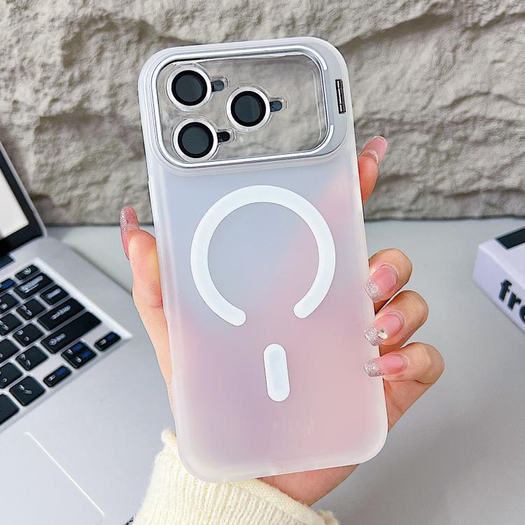 For iPhone 17 Pro Vitality Eagle Eye Lens Kickstand Magnetic Phone Case(White)