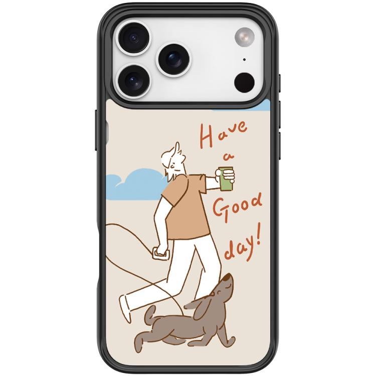 For iPhone 17 Pro Walking Dog Pattern Magnetic Phone Case(Black)