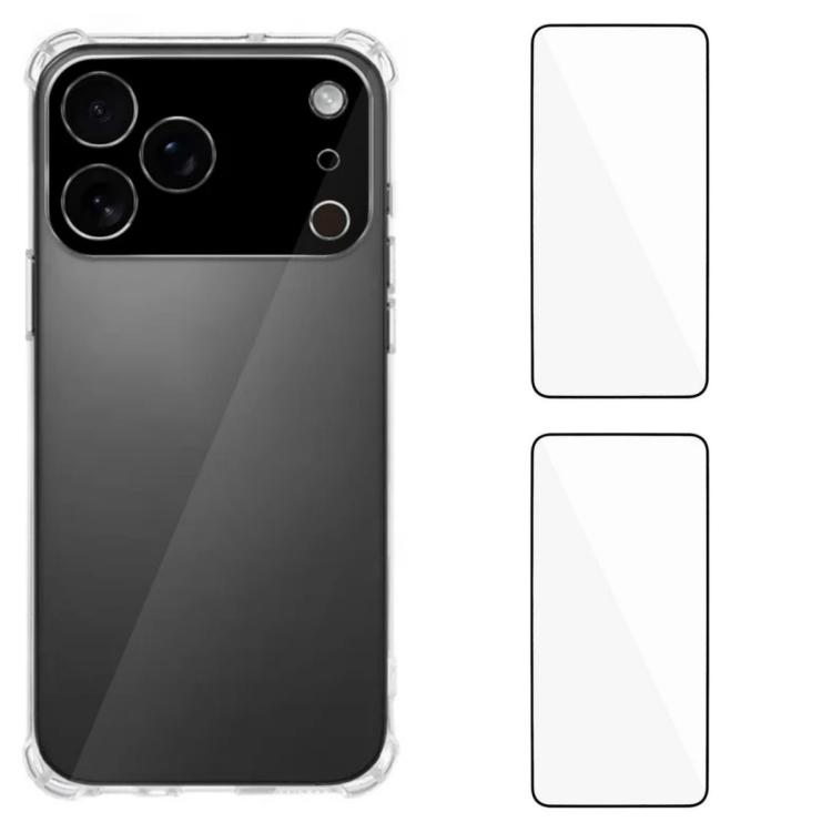 For iPhone 17 Pro WANLONFENG 1.5mm Airbag Corners TPU Phone Case with 2pcs Screen Films(Transparent)