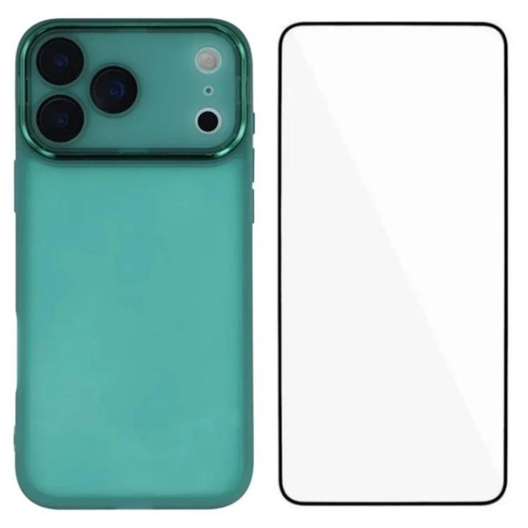 For iPhone 17 Pro WANLONFENG Electroplated Frame Translucent TPU Phone Case with Screen Film(Green)