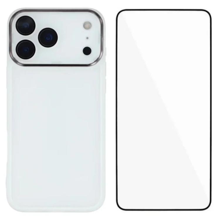 For iPhone 17 Pro WANLONFENG Electroplated Frame Translucent TPU Phone Case with Screen Film(White)