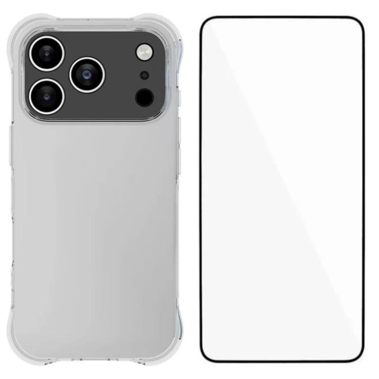 For iPhone 17 Pro WANLONFENG Transparent Four-Corner Shockproof TPU Phone Case with Screen Film(Transparent)