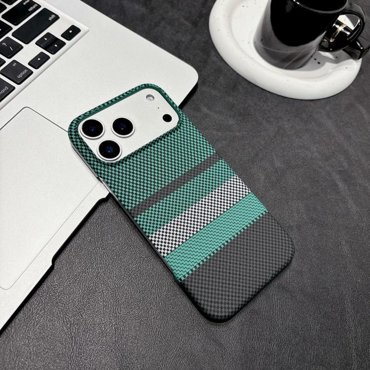 For iPhone 17 Pro Water Transfer Printing Double-sided Skin Feel Striped Magnetic PC Phone Case(Green)