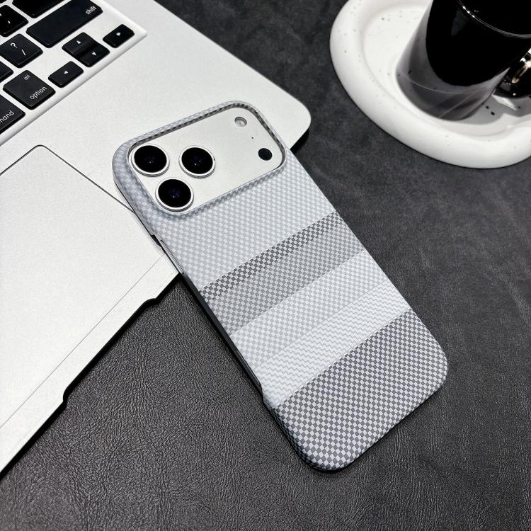 For iPhone 17 Pro Water Transfer Printing Double-sided Skin Feel Striped Magnetic PC Phone Case(Grey)