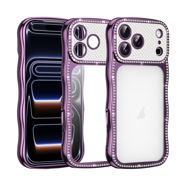 For iPhone 17 Pro Wave Twisting Star Diamond Shockproof Electroplate TPU Phone Case(Purple)