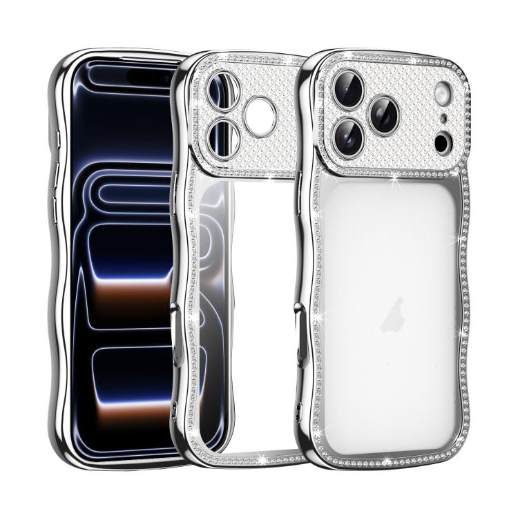 For iPhone 17 Pro Wave Twisting Star Diamond Shockproof Electroplate TPU Phone Case(Silver)