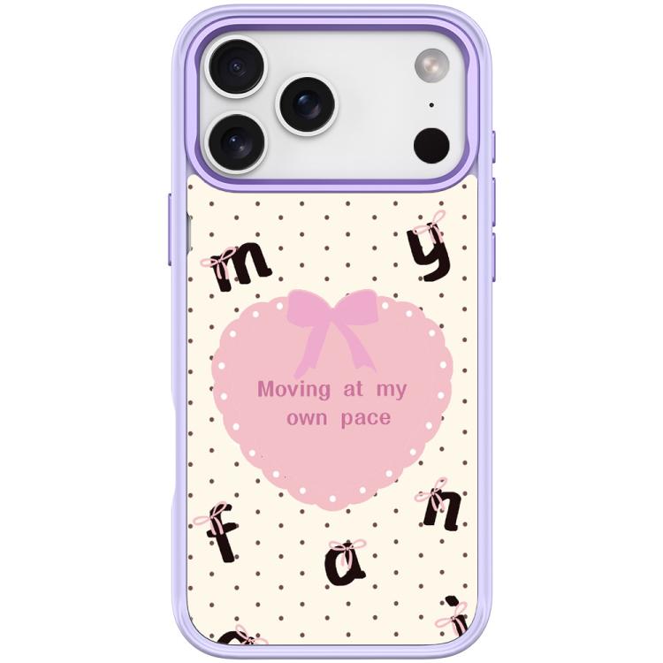 For iPhone 17 Pro White Heart Pattern Magnetic Phone Case(Light Purple)