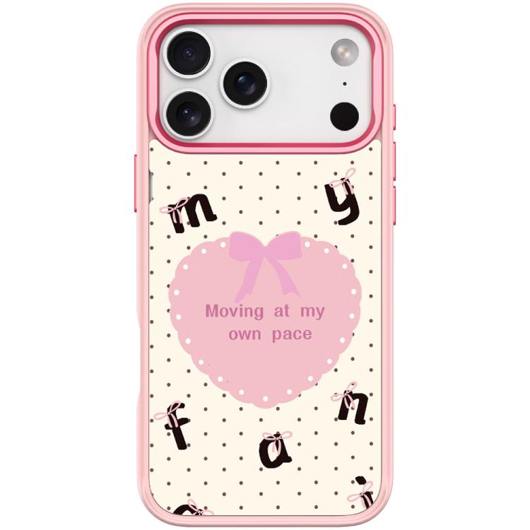 For iPhone 17 Pro White Heart Pattern Magnetic Phone Case(Pink)