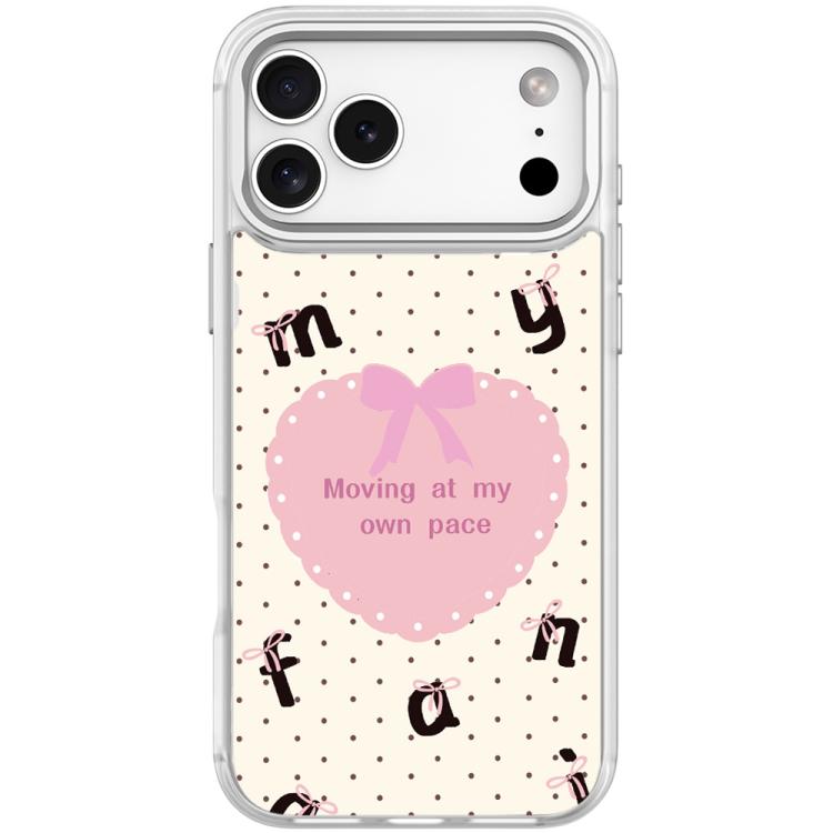 For iPhone 17 Pro White Heart Pattern Magnetic Phone Case(Transparent White)