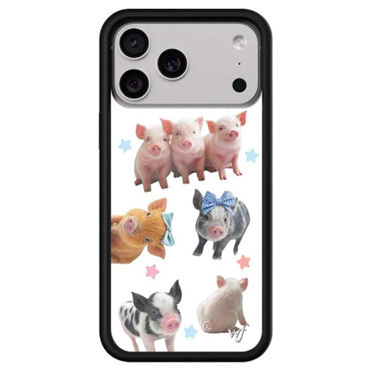 For iPhone 17 Pro WildFlow Clock Sheep Series Pattern Phone Case(Three Little Pigs)