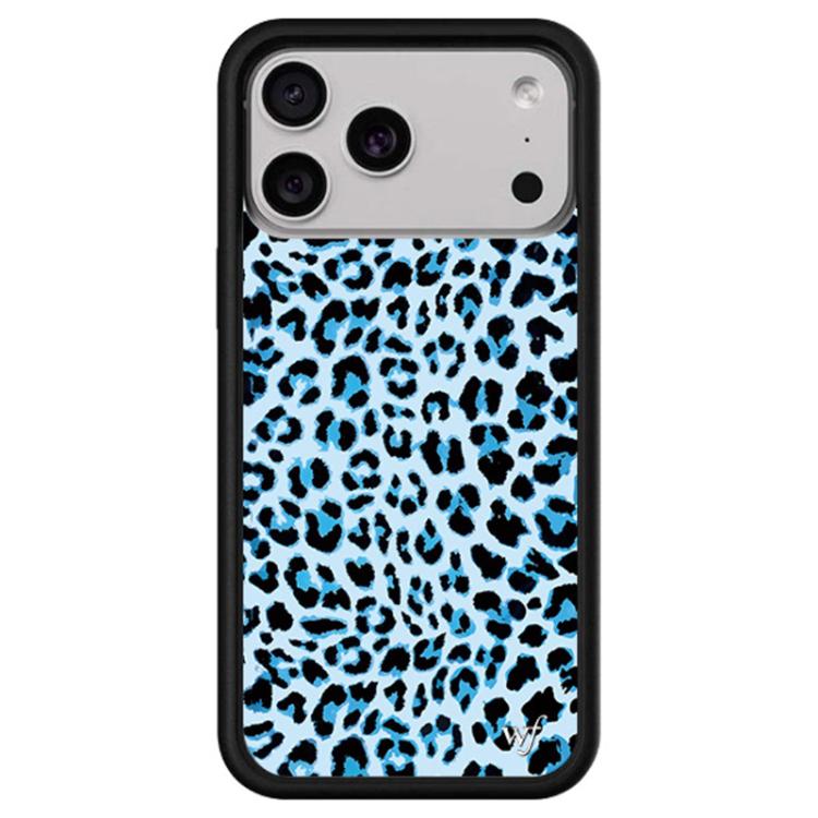 For iPhone 17 Pro WildFlow Floral Series Pattern Phone Case(Blue Black Leopard)