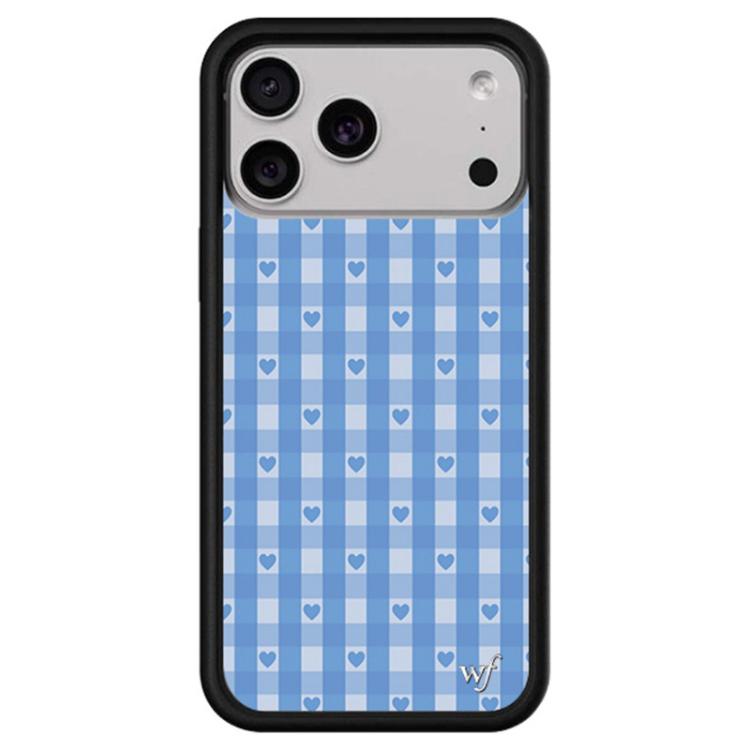 For iPhone 17 Pro WildFlow Floral Series Pattern Phone Case(Blue Heart Lattice)