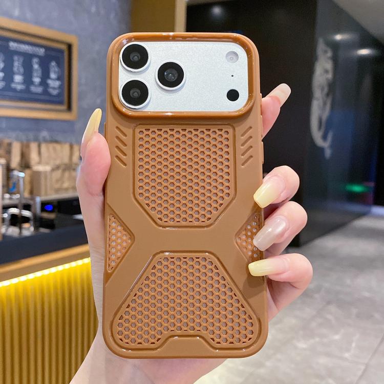 For iPhone 17 Pro X Armor Heat Dissipation TPU Phone Case(Coffee)