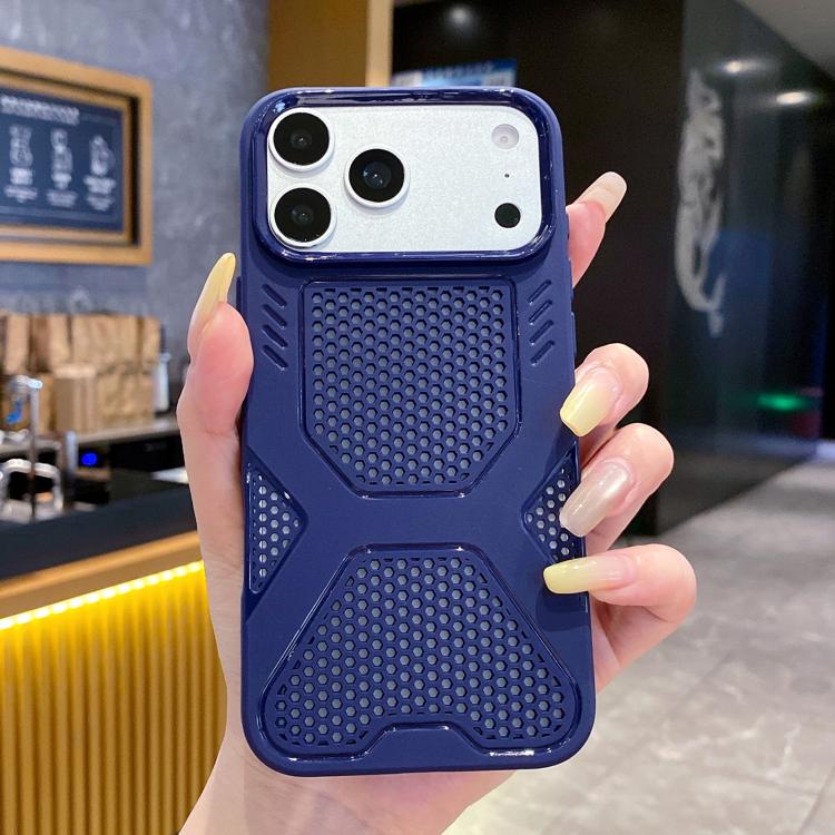 For iPhone 17 Pro X Armor Heat Dissipation TPU Phone Case(Dark Blue)