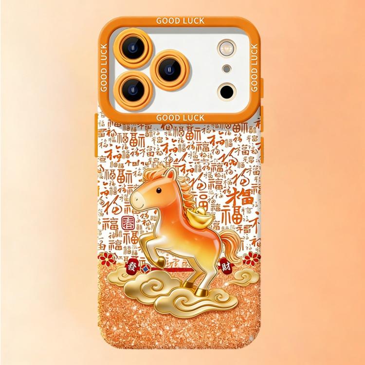 For iPhone 17 Pro Year Of The Horse Liquid Silicone Full Coverage Shockproof Phone Case(Lucky Pony)