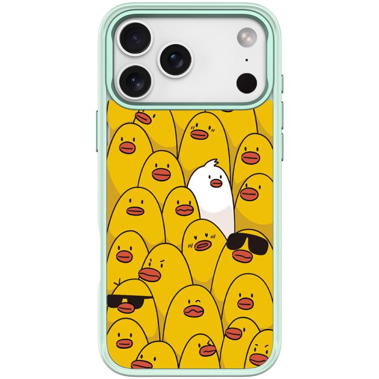 For iPhone 17 Pro Yellow Duck Pattern Magnetic Phone Case(Light Green)