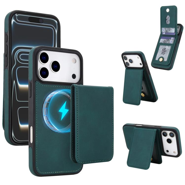 For iPhone 17 Pro YM030 Retro Faux Leather Magnetic Detachable Wallet Phone Case(Green)