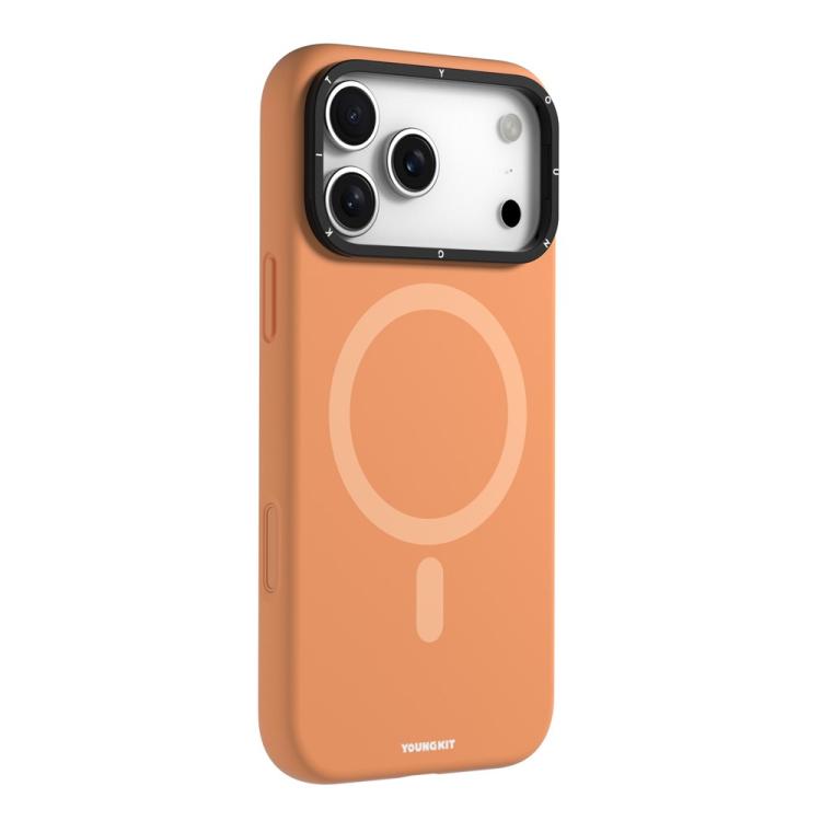 For iPhone 17 Pro YOUNGKIT Condensate Magnetic Series Lens Frame Holder Silicone Phone Case(NZCX006 Orange)