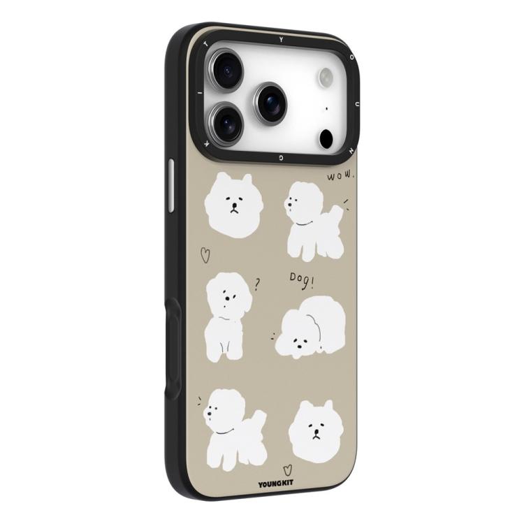For iPhone 17 Pro YOUNGKIT Cute Animal Time Series Magnetic IMD TPU Phone Case(Milkshake Puppy)