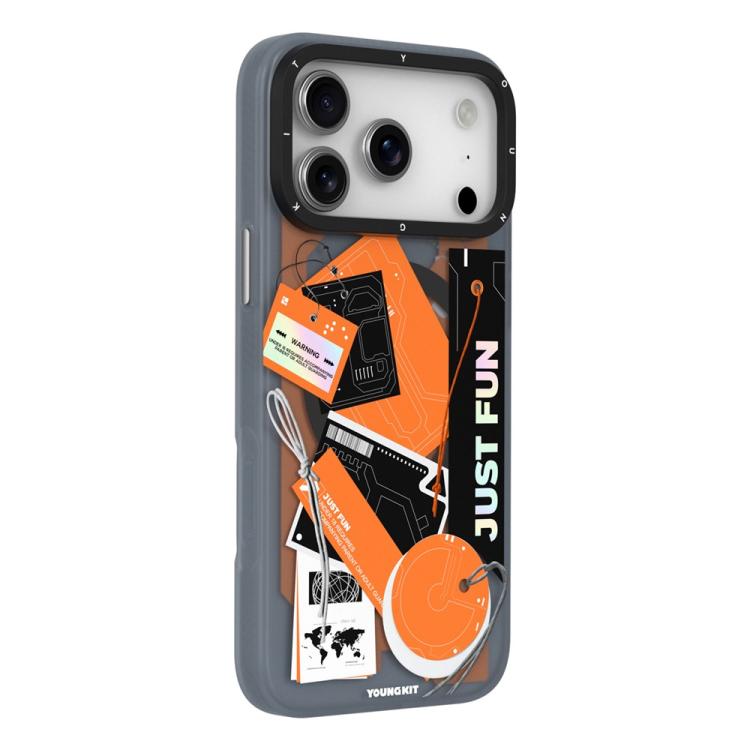 For iPhone 17 Pro YOUNGKIT Interdimensional Series Magnetic Matte IMD TPU Phone Case(Wild Orange Black)