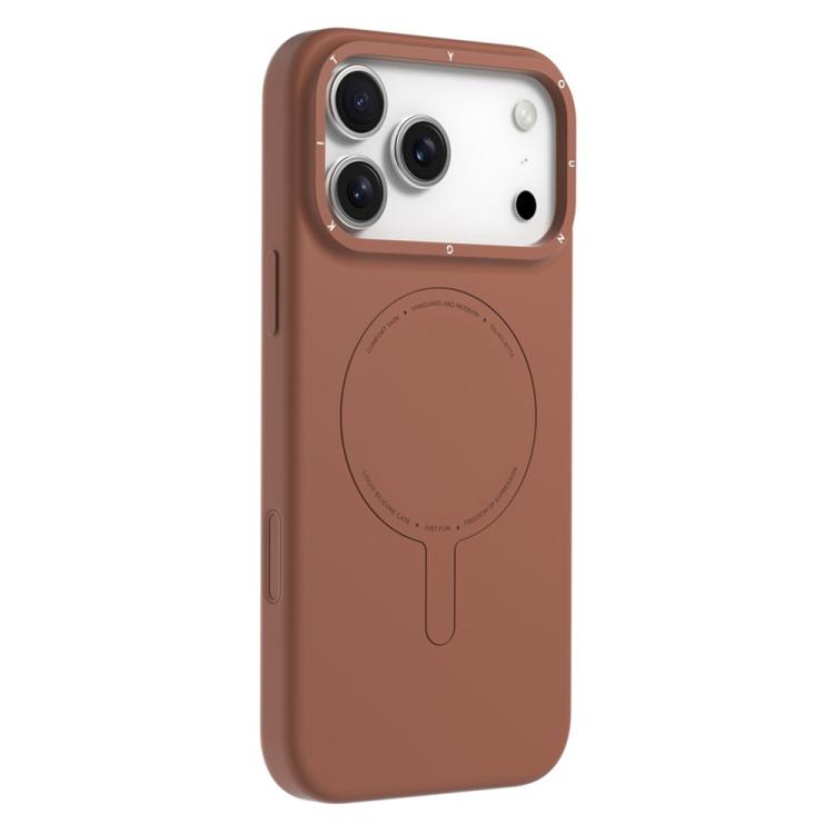 For iPhone 17 Pro YOUNGKIT Morandi Series Magnetic Liquid Silicone PC Phone Case(Brown)