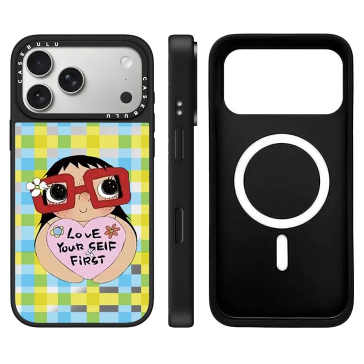 For iPhone 17 Pro YUY Series Pattern Camera Control Button Mirror Magnetic Phone Case(Glasses YUY)