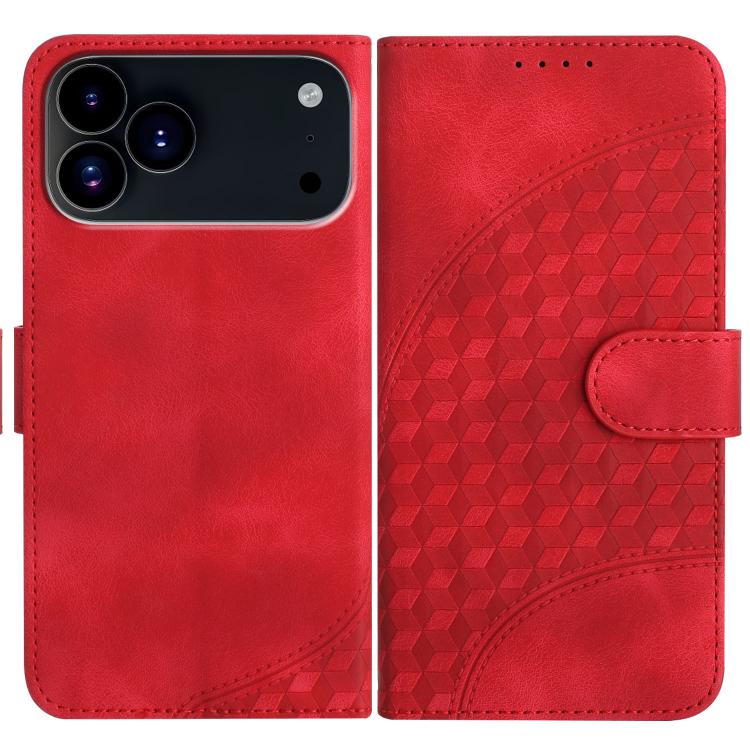 For iPhone 17 Pro YX0060 Elephant Head Embossed Phone Leather Case with Lanyard(Red)