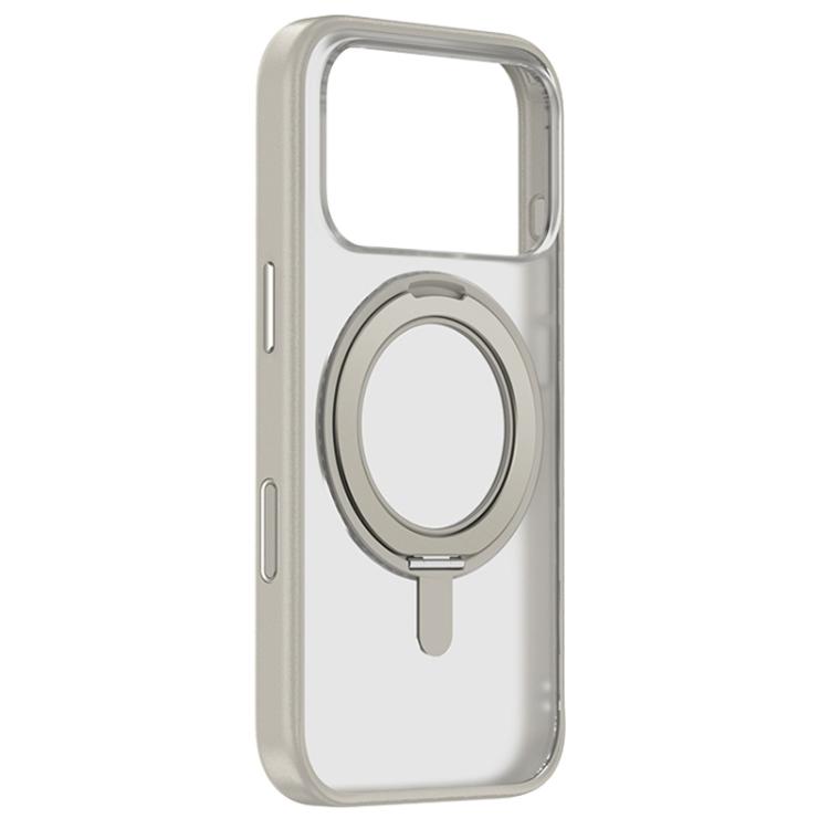 For iPhone 17 Pro ZGA Feitian 360 Rotation Holder Magsafe PC Hybrid TPU Phone Case(Grey)