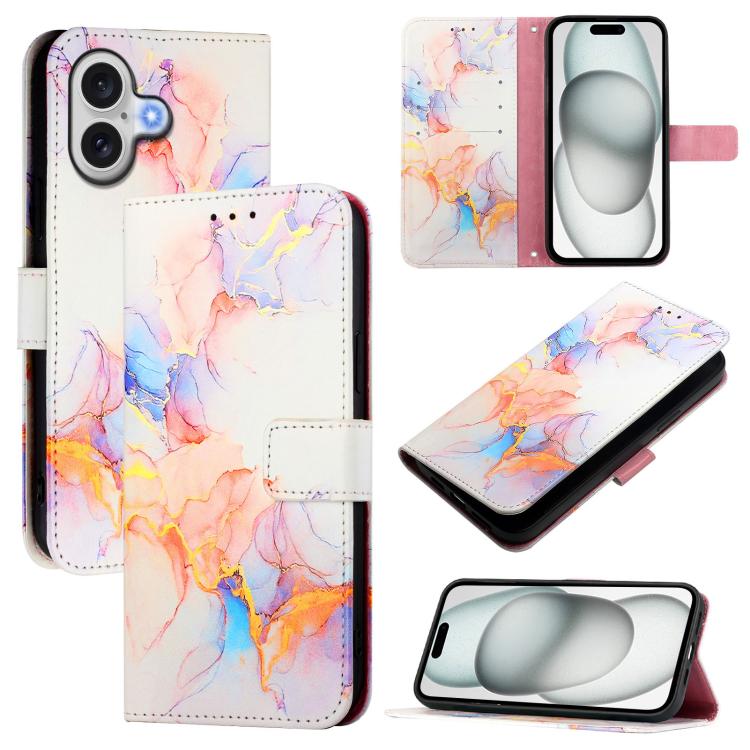 For iPhone 17 PT003 Marble Pattern Flip Leather Phone Case(Galaxy Marble White)