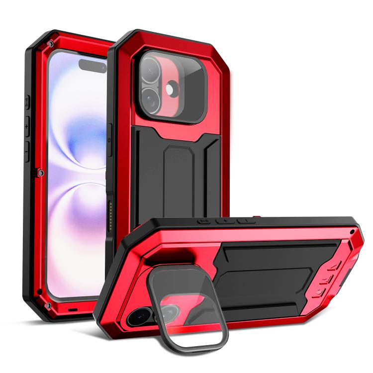 For iPhone 17 R-JUST Sliding Camera IP54 Life Waterproof Holder Phone Case(Red)