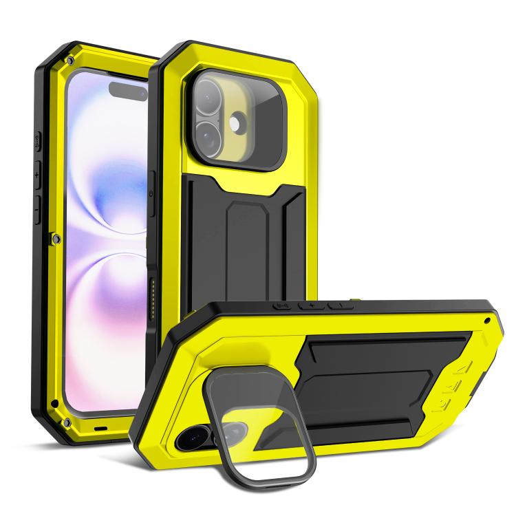 For iPhone 17 R-JUST Sliding Camera IP54 Life Waterproof Holder Phone Case(Yellow)
