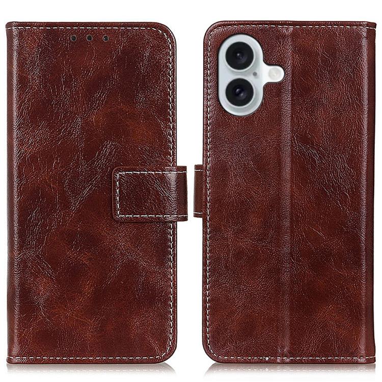 For iPhone 17 Retro Crazy Horse Texture Horizontal Flip Leather Phone Case(Brown)