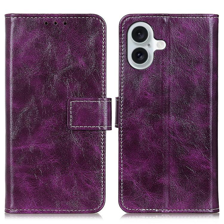 For iPhone 17 Retro Crazy Horse Texture Horizontal Flip Leather Phone Case(Purple)