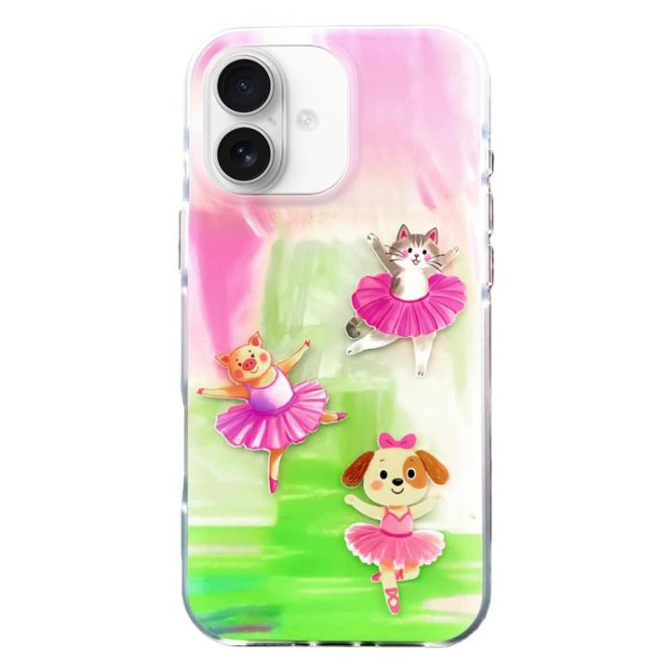 For iPhone 17 Rounded Edge IMD Pattern TPU Phone Case(Dancing Dog)