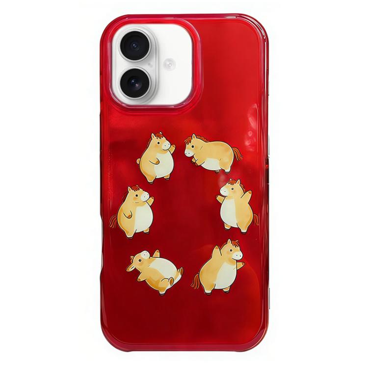 For iPhone 17 Rounded Edge IMD Pattern TPU Phone Case(New Year Red Horses)