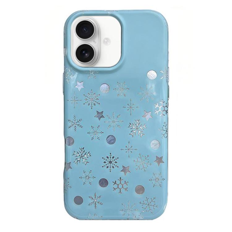 For iPhone 17 Rounded Edge IMD Pattern TPU Phone Case(Snowflake)