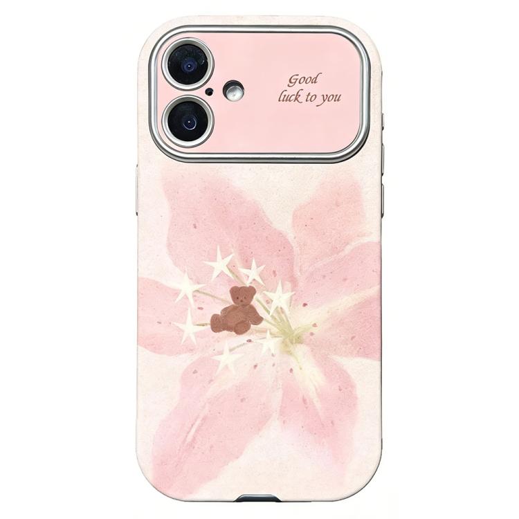 For iPhone 17 Rounded Edge Large Window Silicone Phone Case(Flower Bear)