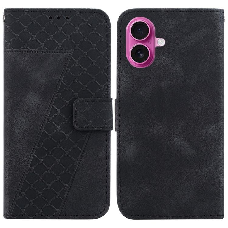 For iPhone 17 Seven-shaped Embossed Leather Phone Case(Black)