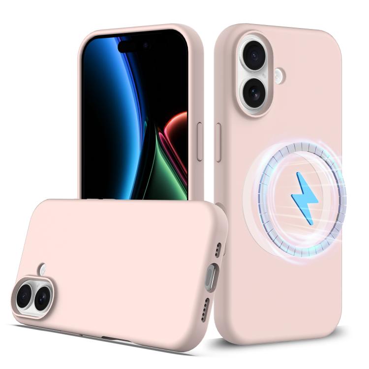 For iPhone 17 Shockproof Silicone Magsafe Phone Case(Sand Pink)