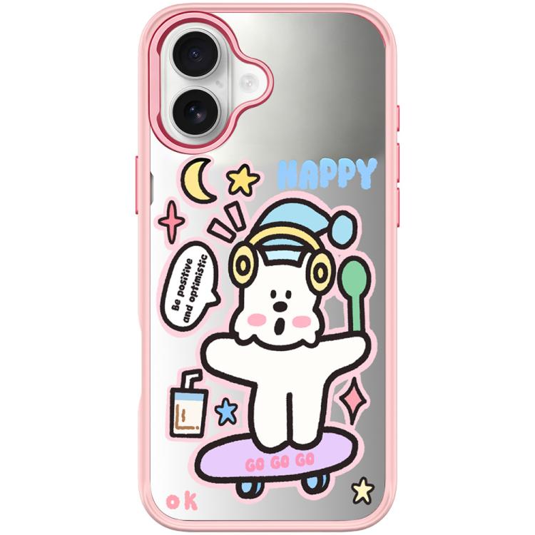 For iPhone 17 Skateboarding Dog Pattern Magnetic Phone Case(Pink)