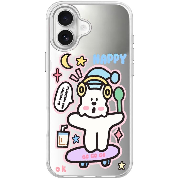 For iPhone 17 Skateboarding Dog Pattern Magnetic Phone Case(Transparent White)