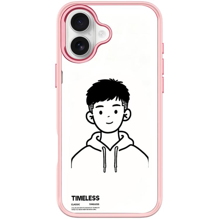 For iPhone 17 Sketch Hooded Boy Pattern Magnetic Phone Case(Pink)